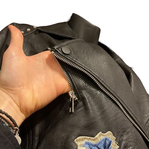 Ci Sono by Cavalini Floral Embroidered Vegan Faux Leather Jacket Women’s Medium - Picture 4 of 8